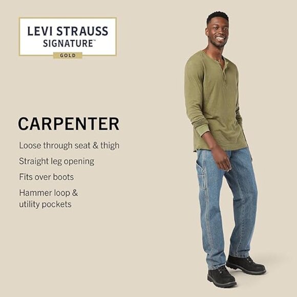 NWT Levi Strauss Signature Gold Men's Carpenter Jeans White 34x32 - Picture 5 of 5
